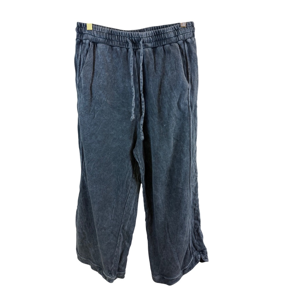 Three Bird Nest Wide Leg Pant Women M Blue Cropped Acid Wash Cotton